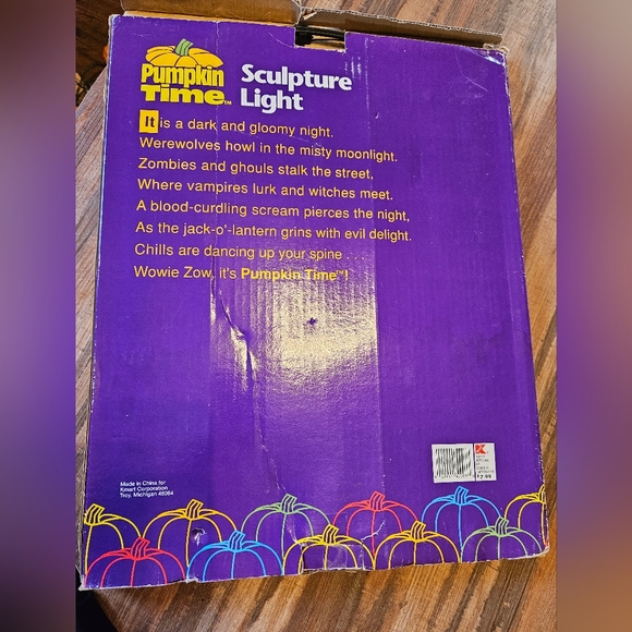 Vintage Halloween Pumpkin Sculpture Window Or Table Light Fixture. 20” WORKS! - Picture 2 of 3